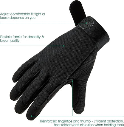 COOLJOB Thorn Proof Garden Gloves with Touchscreen Fingers for Men, Rose Pruning Work Gloves with Palm Cushion for Gardener, Farmer and Landscaper (Black 1 Pair Medium)