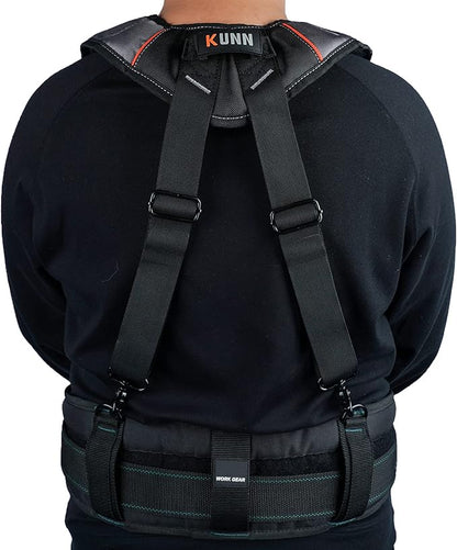 KUNN Tool Belt Suspenders Padded Carpenter Construction Electrician Work Suspender with Attachment Loops for Men,Grey