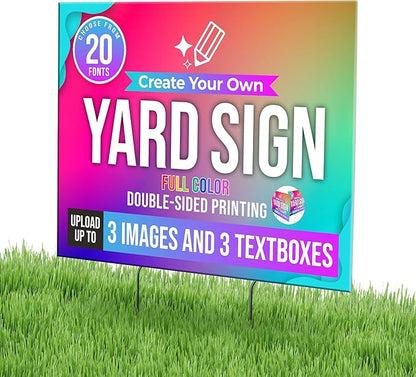 24x18" Double Sided Custom Yard Sign with Metal Stakes, Personalized Full Color Corrugated Yard Sign for Outdoors, Front and Back Custom Printed Personalized Lawn Signs (Design 5)