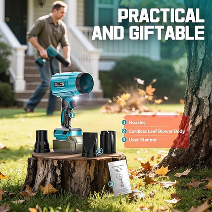 Leaf Blower Cordless Compatible with Makita 18V: Ecarke 800000RPM Portable Dust Cleaner, Electric Handheld Turbo Jet Blower Lightweight Brushless Motor for Patio Cleaning Garden Lawn Care (No Battery)