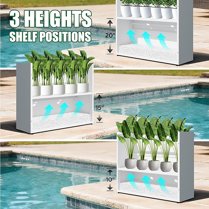 Large Metal Planter Box for Outdoor 38"Lx13"Wx30"H, Tall Rectangular Planters for Outdoor Patio/Porch/Cafe, All-Weather Durable Galvanized Steel, Modern Design for Plants, Flower,Garden, White