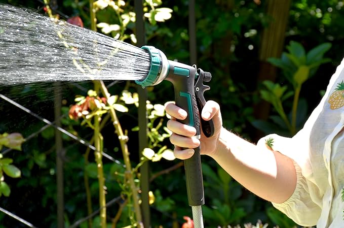 Retractable Garden Hose Reel, 100Ft x 1/2" Durable Wall Mounted Water Hose Reel with 180¡ãSwivel Bracket, 9 Pattern Sprayer, 6Ft leader hose,Smooth Automatic Rewind, Any Length Lock.