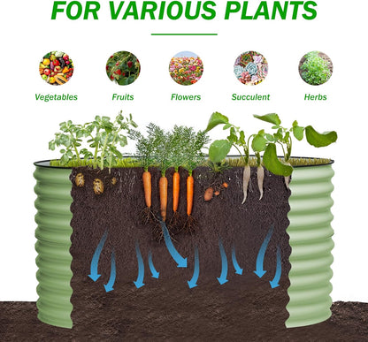 BPS 2-in-1 Metal Raised Garden Bed, 5.3x2.7 FT Galvanized Planter Raised Beds for Vegetables, Flowers 31'' Extra Tall