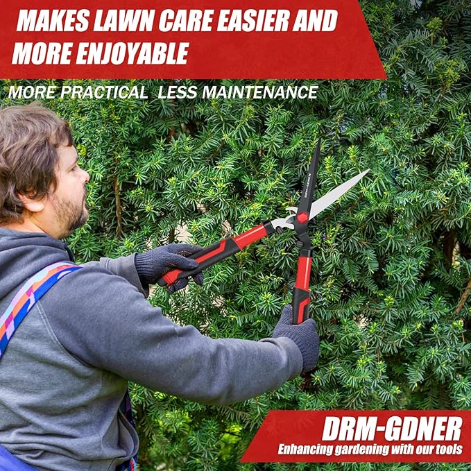 Garden Hedge Shear with Bypass Shear,Garden Hedge Trimmer with Shock Absorbing Cushion,Hedge Clipper for Trimming Border,Bush