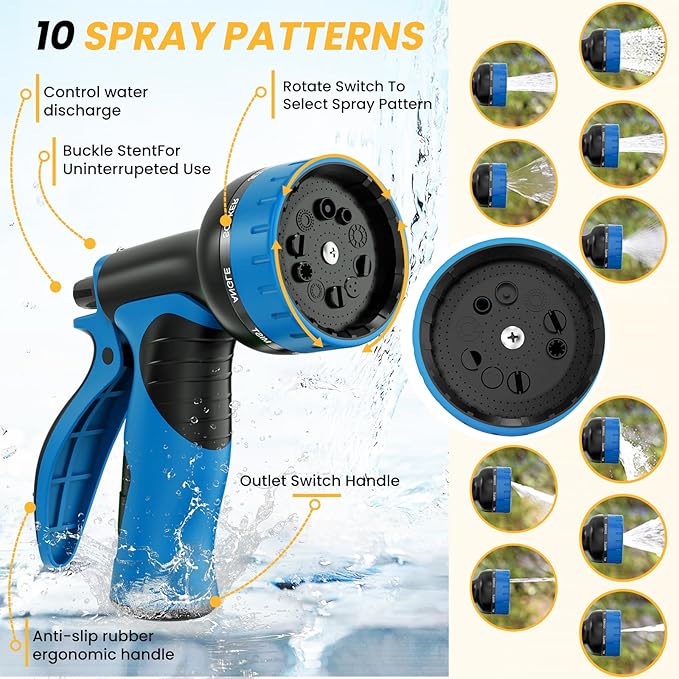 Lefree Garden Hose 75ft, Metal Garden Hose, Stainless Steel Hose with 10-Function Nozzle, Flexible Water Hose, Heavy Duty, Crush Resistant, Leak Proof, No Kinks Garden Hoses for Yard, Outdoors, Rv