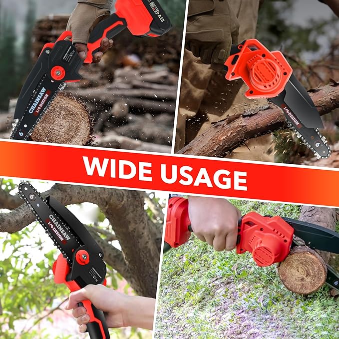 Mini Chainsaw Cordless Portable 6 Inch Handheld Chain Saw with Security Lock Small Electric Chainsaw with 2 Rechargeable Batteries for Wood Cutting Tree Trimming Gardening Camping