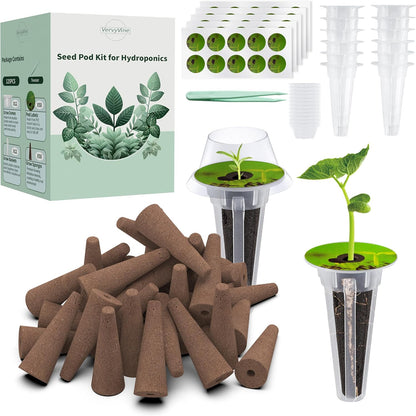 125 PCS Hydroponic Pods for Aerogarden, Grow Anything Seed Pod Kit with 50 Grow Sponges, 50 Labels 12 Grow Baskets, 12 Grow Domes and 1 Tweezers - Compatible with Hydroponics Growing System Kit