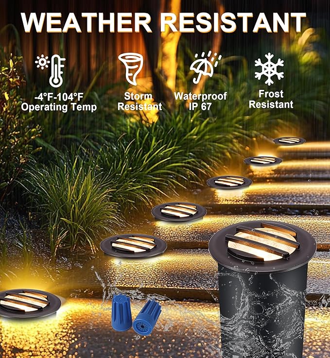 [6 Pack]CLOUDY BAY 9W Low Voltage Landscape Lights,LED Well Lights,Grated Top,12V-24V Waterproof Outdoor,2700K/3000K/3500K/4000K/5000K In Ground Lights for Fence Pathway Deck,Transformer Excluded