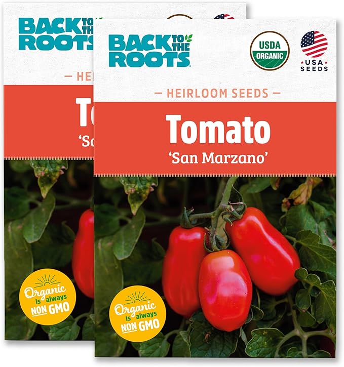 Back to The Roots 100% Organic Heirloom Seeds - San Marzano Tomato Value Pack (200mg Total)