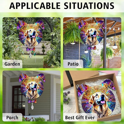 Golden Retriever Dog Ears Wind Spinner, Golden Retriever Wind Spinner Hanging for Yard and Garden