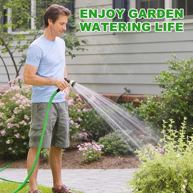 YOTOO Heavy Duty Hybrid Garden Water Hose 5/8-Inch by 75-Feet 150 PSI Kink Resistant, Flexible with Swivel Grip Handle and 3/4" GHT Solid Brass Fittings, Green+Blue