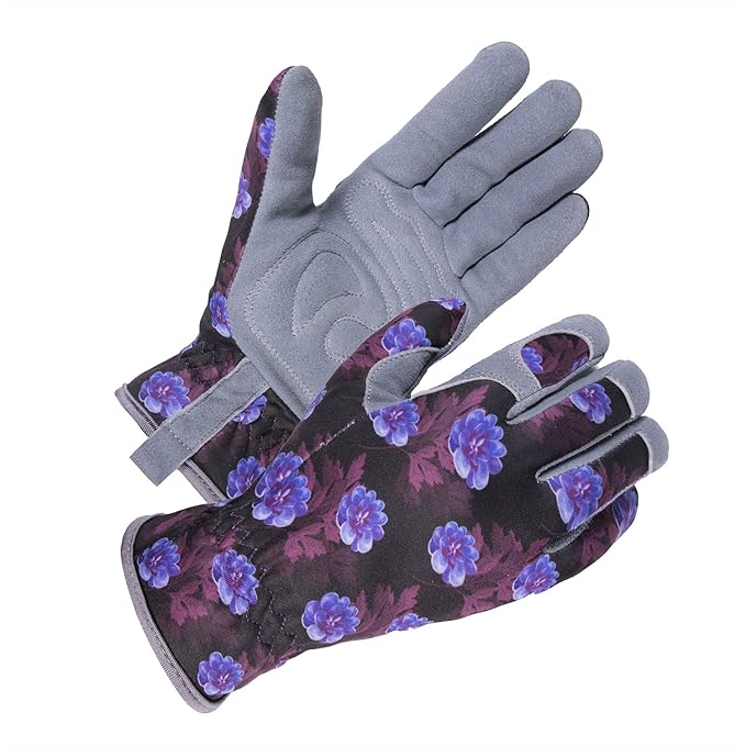 SKYDEER Premium Genuine Deerskin Suede Women's Gardening Gloves, Ultra-Soft Padded, Comfort Fit for Work (SD6613/M)