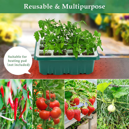 Seed Starter Tray, 48 Cells Indoor Seed Starter Kit, Flexible Silicone Designed Seedling Starter Trays, Germination Tray with Humidity Dome & Lids(4in Height), Reusable & Dishwasher Safe, BPA-Free