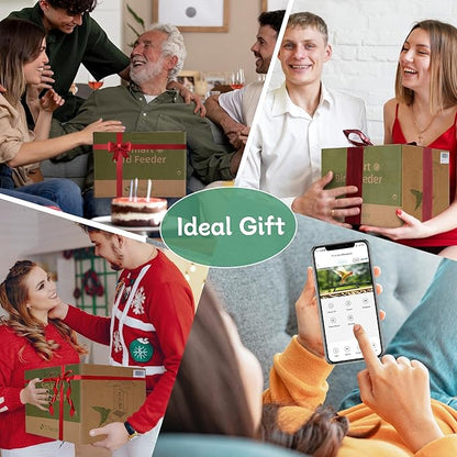 TT Nature Bird Feeder with Camera, Upgraded 1.5L Smart Bird Feeder with AI Identify for 10000+ Bird Species, Auto Capture Bird & Real-time Notifications, Ideal Gift for Bird Lover (Wooden Roof)