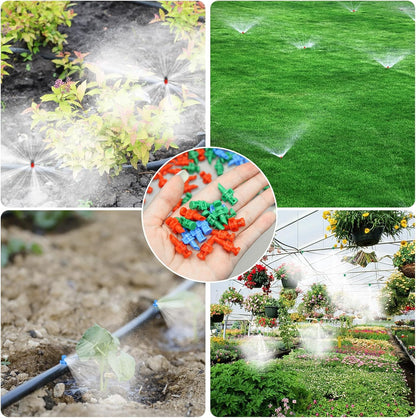 150Pcs Drip Irrigation Emitters, Micro Sprinkler Heads Misting Sprinkler Refraction Micro Sprayer Nozzles for Plants Lawn Water System (90/180/360 Degrees)