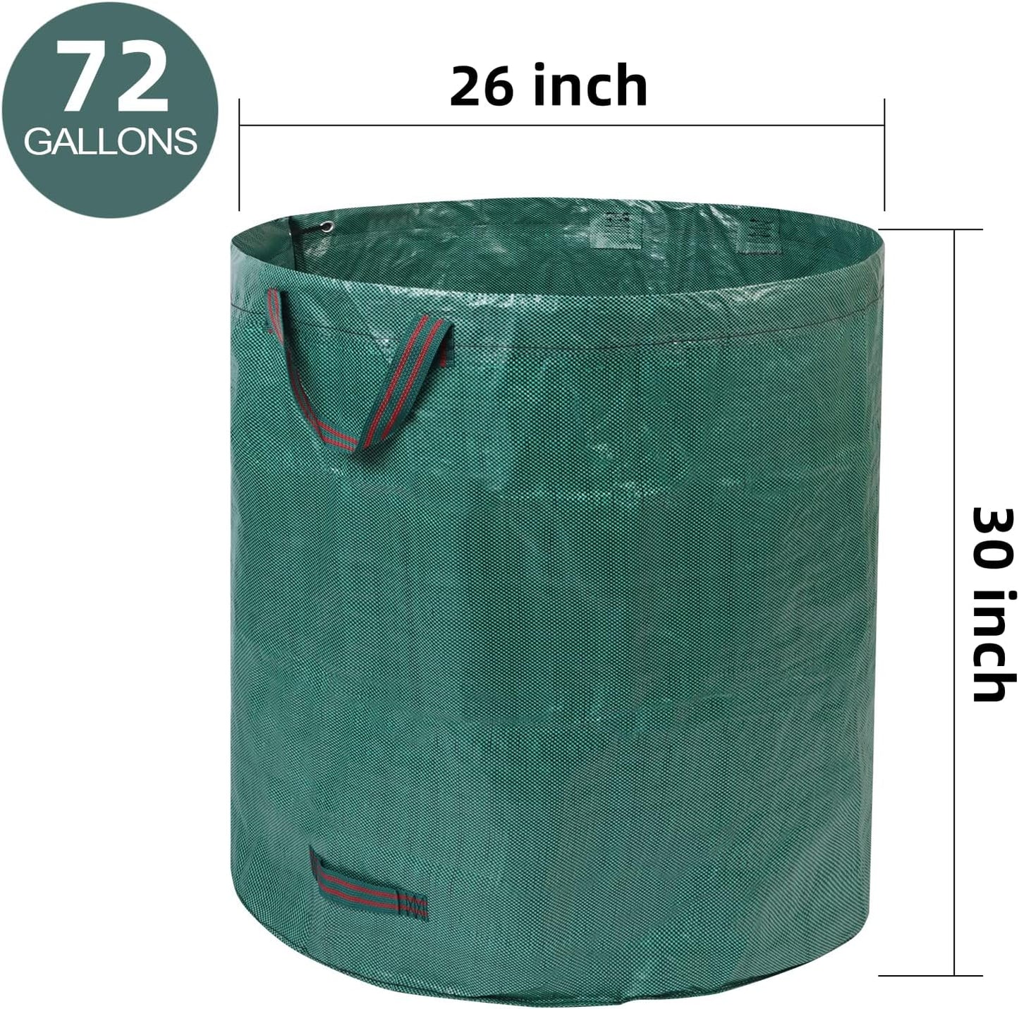 4 Pcs 72 Gallons Reusable Yard Waste Bags Extra Large Leaf Lawn Bags Reusable Heavy Duty With 4 Handles Garden waste Bags Containers for Clean Up Leaves Debris Grass Clipping