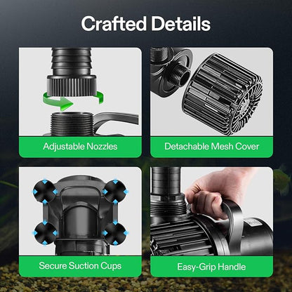 VIVOSUN 4500 GPH Submersible Water Pump, 220W Pond Pump, Ultra Quiet Aquarium Pump with 19FT. Lift Height for Pond Waterfall, Fish Tank, Statuary, or Hydroponics