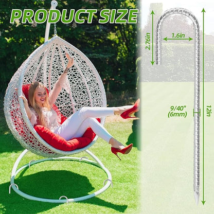 Rebar Stakes 12inx6mm Galvanized J Hook 12pcs – Heavy Duty Ground Tent Stakes for Fence,Bounce House,Outdoor Plants,Artificial Turf,Dog Coop,Metal Stakes for Christmas Decorations