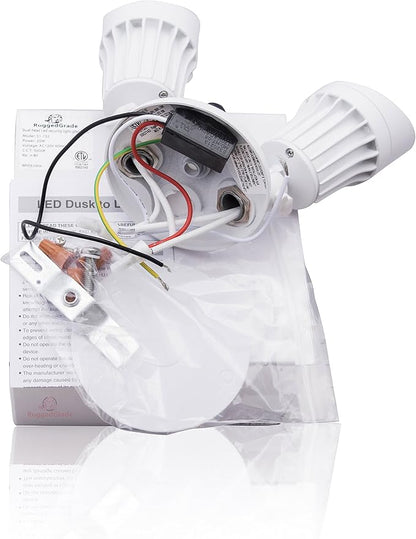 RuggedGrade 20W Lacuna II Series LED Flood Light - 2,400 Lumens - 5000K Bright White - White Housing - Outdoor LED Light - DLC 5.1 Premium