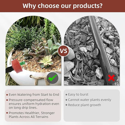 60PCS 0.25 GPH Pressure Compensating Drip Irrigation Spot Watering Drippers/Emitters, Self-Cleaning Constant Flow Drip Irrigation Emitters Heads Irrigation Drippers Parts for Drip Irrigation System