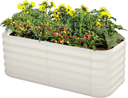 DDK Galvanized Raised Garden Bed, Outdoor Planter Bed, 4x2x1.5ft Metal Planter Box for Gardening and Planting,MW