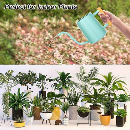 Watering Can Indoor Plants, 35 oz/1000 ml Metal Stainless Steel Watering Can Pot with Long Spout for Indoor House Plants Bonsai Outdoor Garden Flower Decorative (Green
