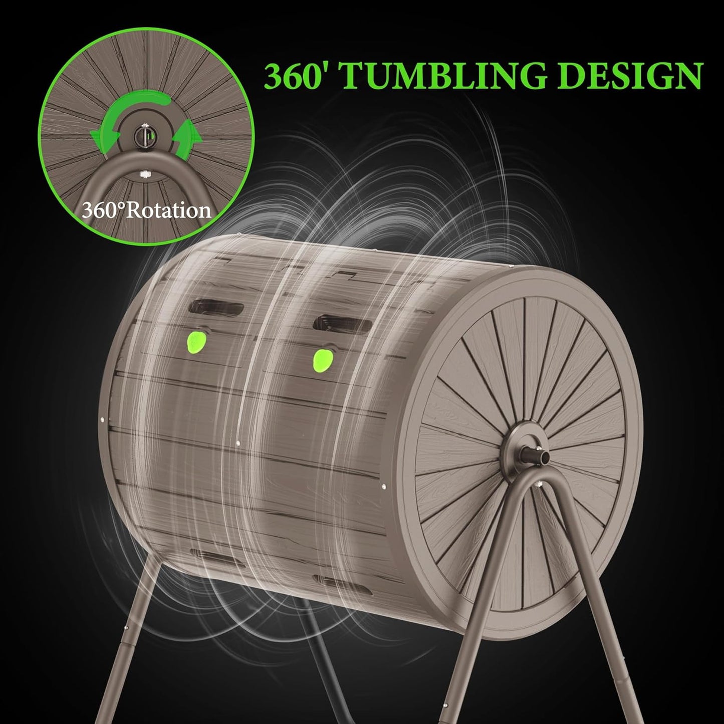 37.5 Gal Compost Tumbler - Quick-Spin Outdoor Compost Bin with Weatherproof Resin | High-Yield Compost for Organic Gardening