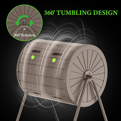 37.5 Gal Compost Tumbler - Quick-Spin Outdoor Compost Bin with Weatherproof Resin | High-Yield Compost for Organic Gardening