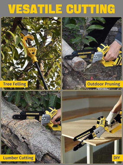 8-INCH Cordless Pole Saw, 2-IN-1 Chainsaw with 4.0Ah Battery Powered, Electric Tree Trimmer Branch Cutter with Extendable Pole, Pruning & Wood Cutting