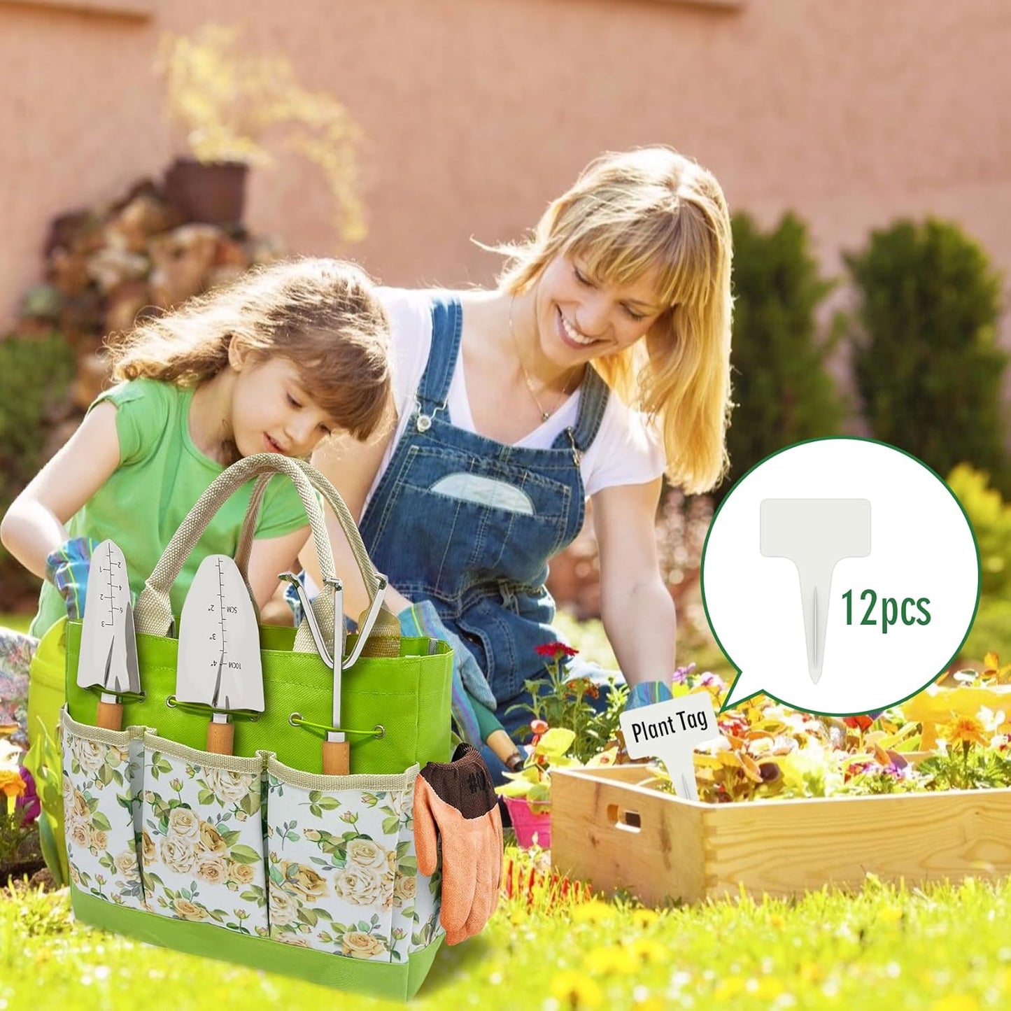 Gardening Tools 20-Piece Heavy Duty Garden Hand Tools Stainless Steel Ergonomic Rust-Proof Garden Tool Set - with Fashion and Durable Garden Tools Storage Bag - Ideal Gardening Gifts for Women