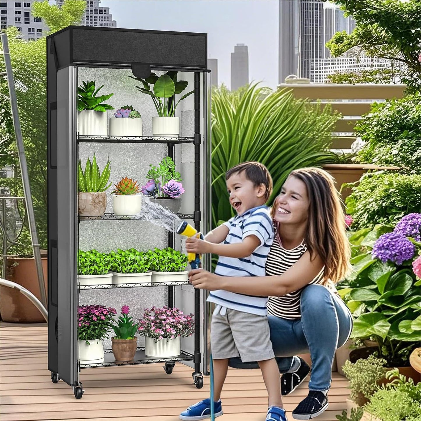 Small Greenhouse for Indoors, 5 Tier 23.1" L×13.2" W×61.2" H mini Greenhouse Outdoor, Indoor Adjustable Shelves