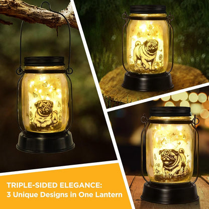 kyoryuger Pug Gifts for Women/Men Pug Solar Lanterns Dog Mom Birthday Dog Lovers Lantern Pet Loss Pet Memorial Lights Solar Garden Decoration for Yard, Patio,Backyard,Porch Torches