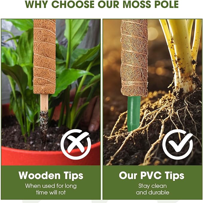 4 Pcs 21 Inch Moss Pole Monstera Plant Support, 68 Inch Moss Poles for Climbing Plants, Coco Coir Plant Stakes Support for Indoor Plants Moss Pole Sticks for Climbing Potted Live Plants, Philodendron