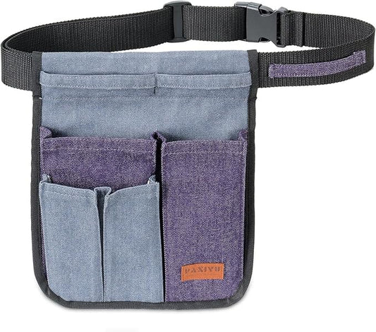 Garden Tool Belt for Men & Women, Denim Slim 4-Pocket Adjustable Garden Apron - Lightweight Utility Belt for Gardening, DIY, Carpenter, Painting, Seamstress, and Crafting Tool Pouch (Purple)