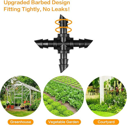 1/4" Drip Irrigation Cross Fittings, 45 Pieces Barbed 4-Way Cross Irrigation Parts for 1/4 Inch Drip Tubing, Drip Line 4-way Tee Connectors T Parts for Sprinkler Garden Lawn