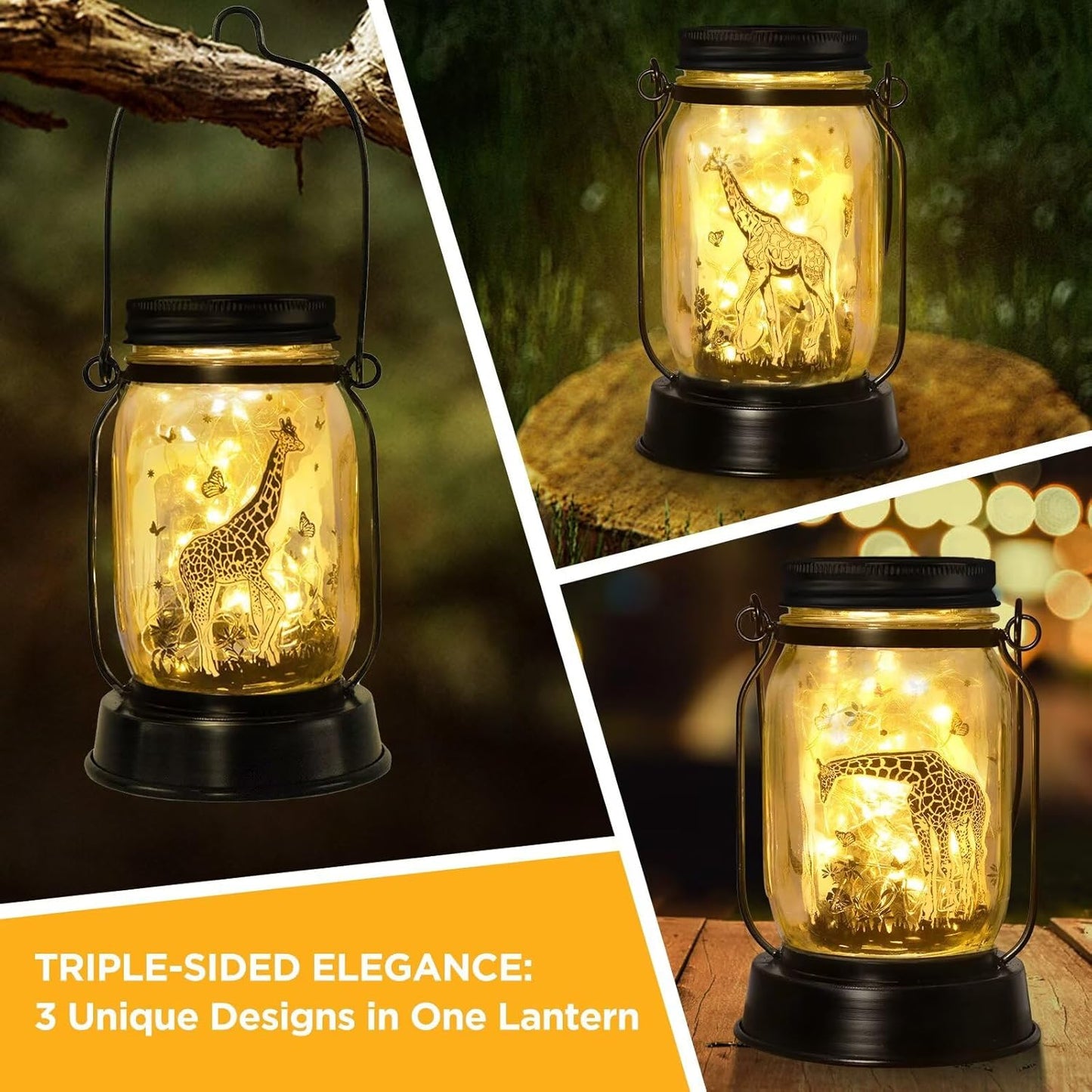 Giraffe Gifts for Women/Men Giraffe Lovers Solar Lantern Mom Birthday, Mothers Day, Christmas Gifts, Solar Garden Decoration Outside for Yard, Patio,Backyard,Porch, Torches