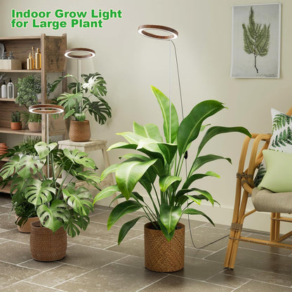 10" Grow Lights for Indoor Plants Full Spectrum,160LEDs Indoor Plant Light for Indoor Growing,Height Adjustable 11"-65" for Large Plant,Auto On/Off Timer 3/9/12H,9 Dimmable Brightness,Black Wood Grain