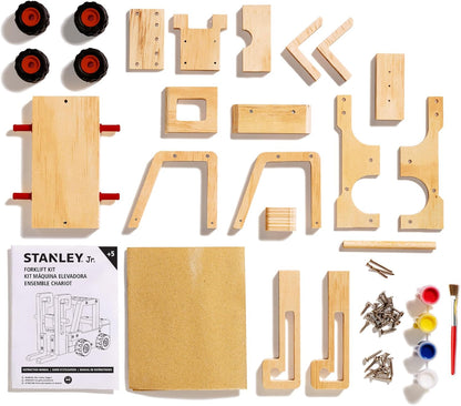 STANLEY Jr. Wooden Bird House Kit - Creative Arts and Crafts Set for Kids and Adults - Wooden Birdhouses with Paint Strips, Brushes, Stickers and String (Forklift)
