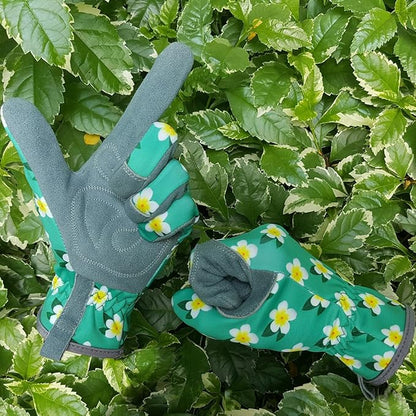 SKYDEER Premium Genuine Deerskin Suede Women's Gardening Gloves, Ultra-Soft Padded, Comfort Fit for Work (SD6611/L)