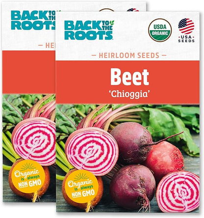 Back to The Roots 100% Organic Heirloom Seeds - Candy Stripe Beets Value Pack (1g Total)