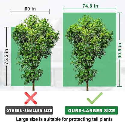 Large Tree Covers for Winter Plant Covers Freeze Protection, 74.8"X 90.5" Frost Covers for Outdoor Plants with Zipper Drawstring, Winter Cold Weather Frost Blankets Shrub Jacket Cover Bags