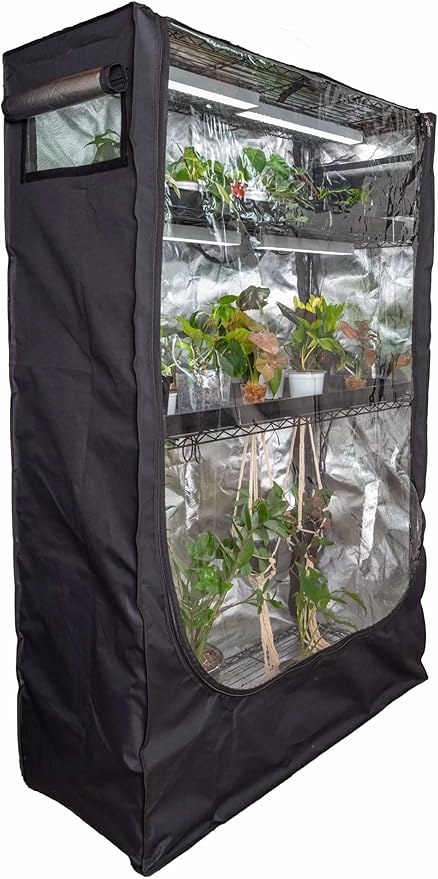 48"x18"x72" Grow Tent Cover for Baker's Rack – Clear Front Door, Adjustable Ventilation, Fully Enclosed Bottom – Indoor Greenhouse for Plants