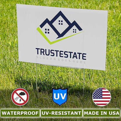Vispronet 50 Pack 24in x 18in Custom Yard Signs with Stakes, Create Your Own Sign, Single or Double Sided Print, Bulk Personalized Lawn Signs, 4mm Corrugated Plastic Material, Weather-Resistant Board