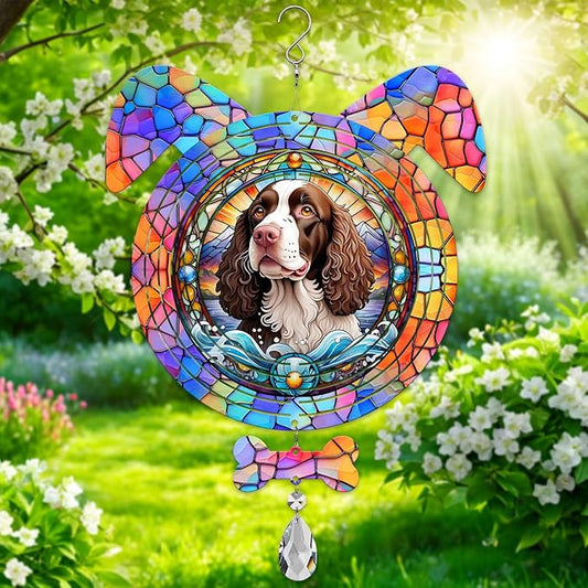 American Water Spaniel Dog Ears Wind Spinner, American Water Spaniel Wind Spinner Hanging for Yard and Garden