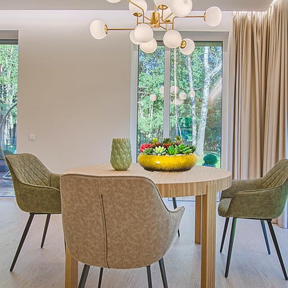 Succulent Pots - 11.5 Inch Ceramic Bonsai Pots with Drainage, Large Shallow Succulent Planters for Indoor Outdoor Plants, Round Glazed Cactus Flower Plant Container Bowl Home Desk Decor(Yellow)