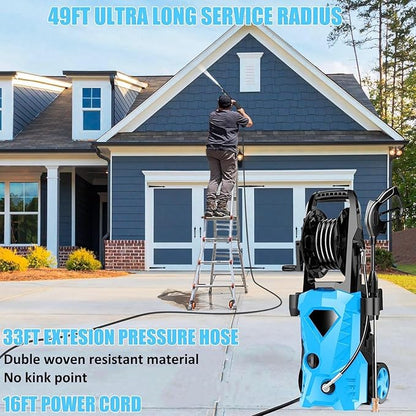 5000PSI Pressure Cleaner 2025 2.8GPM High Power Cleaner with 4 Pressure Nozzle and Soap Bottle for Home, Car Washing, Fence Cleaning, Patio (Navy Blue)