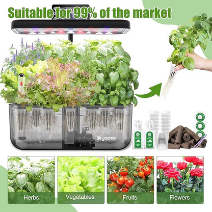 12-Pod Gourmet Herb Seed Kit Compatible with All Hydroponics, Hydroponic Growing Kit with Seeds & Grow Sponges – Indoor Garden Starter Set for Fresh Herbs & Vegetables (Basil)
