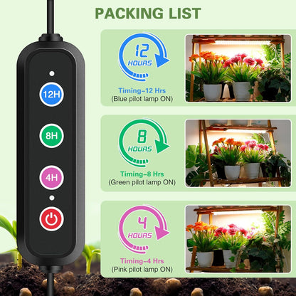 40W Ultra-Thin Panel Full Spectrum Grow Lights, 768 LEDs Growing Light for Indoor Plants with Daisy Chain Function, Grow Lights for Seed Starting with 4/8/12H Auto On/Off Timer (4pcs)