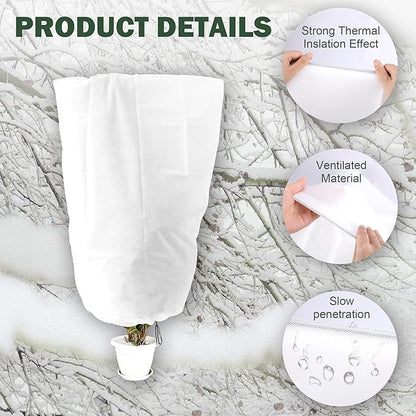 Alpurple 4 Packs Winter Zipper Plant Covers - 47" X 31.5" Warm Plant Protection Cover Bags, Frost Cloth Blanket Protecting Fruit Tree Potted Plants from Freezing Animals Eating