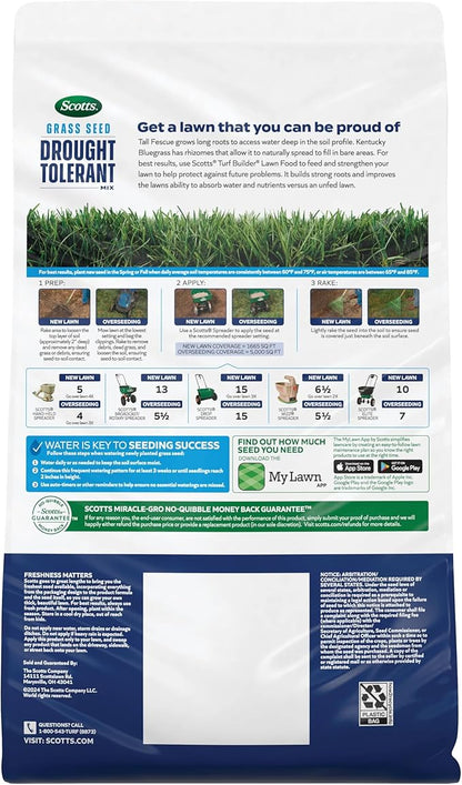 Scotts Grass Seed Drought Tolerant Mix, Kentucky Bluegrass and Tall Fescue Grass Seed Mix, Covers up to 5,000 sq. ft., 10 lb.